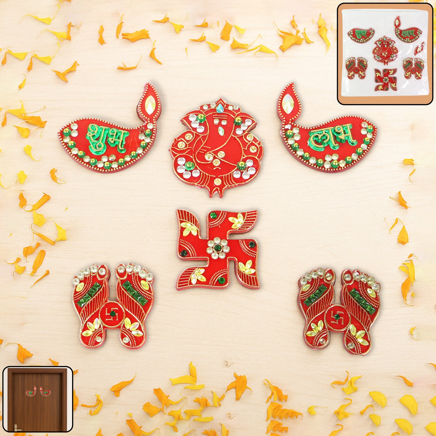 Traditional Decorative Shubh Labh Door Hanging (6 Pc 1 Set)
