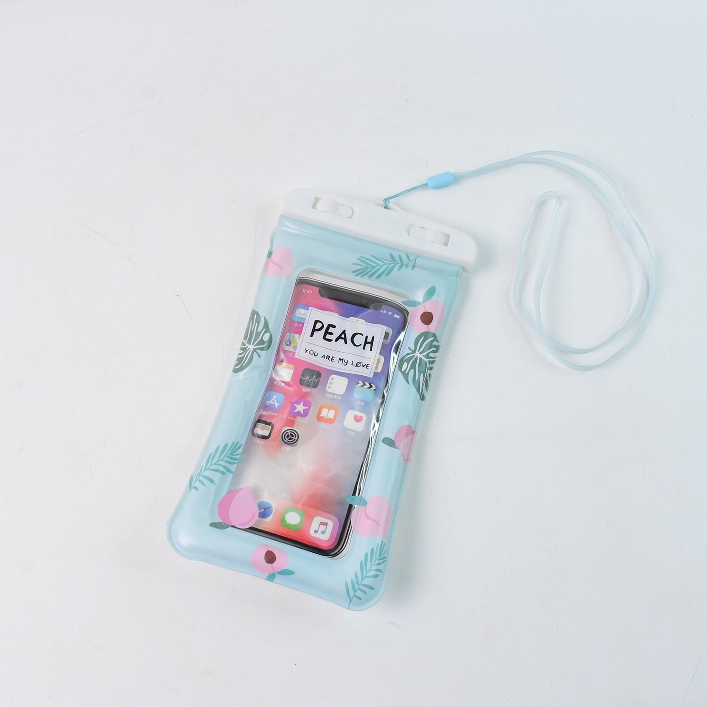 Waterproof Peach Transparent Mobile Pouch With Neck Strap (1 Pc)