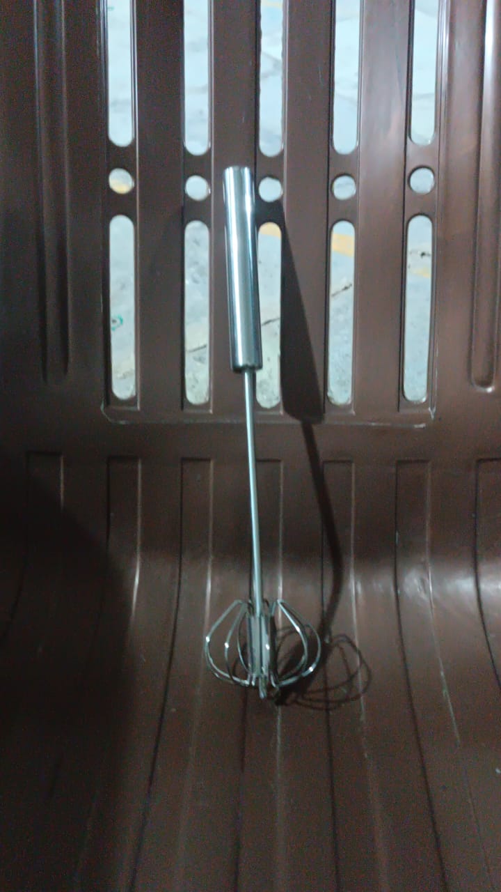 Small Stainless Steel Egg Whisk Hand Push Rotary Whisk Blender (1 Pc 27 Cm)