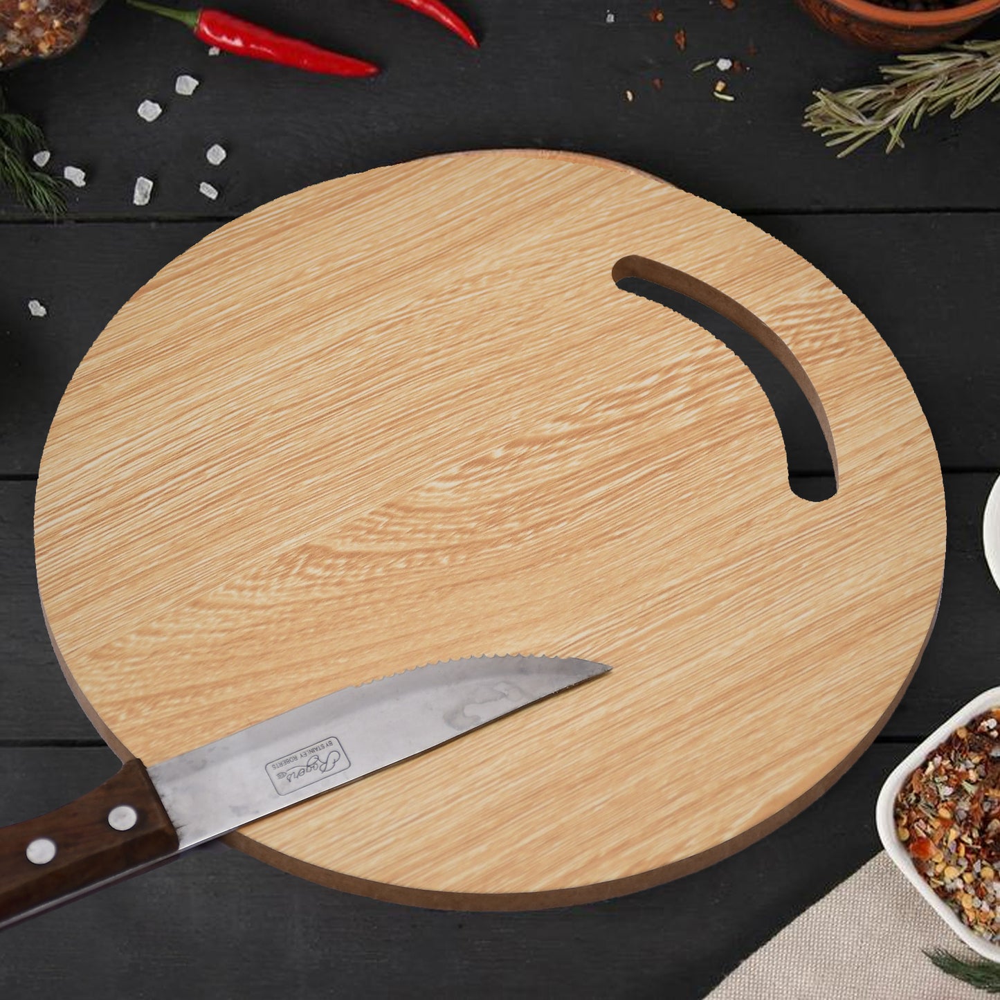 7123 Wooden Round Chopping Board For Chopping Fruit Vegetable