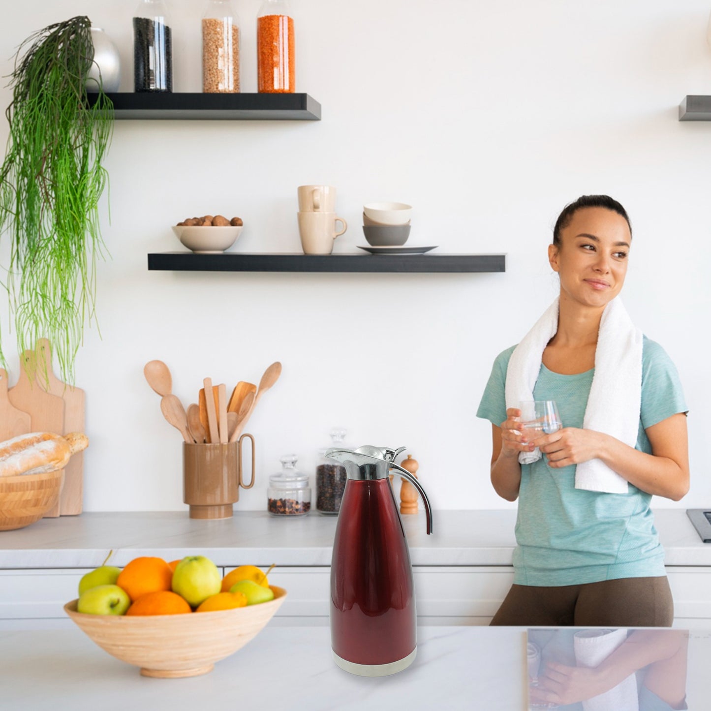 Vacuum Insulated Kettle Jug Vacuum Insulated Thermo Kettle Jug Insulated Vacuum Flask Vacuum Kettle Jug Stainless Steel For Milk Tea Beverage Home Office Travel Coffee (2.5 Ltr 1.5 Ltr 2 Ltr) (1pc)