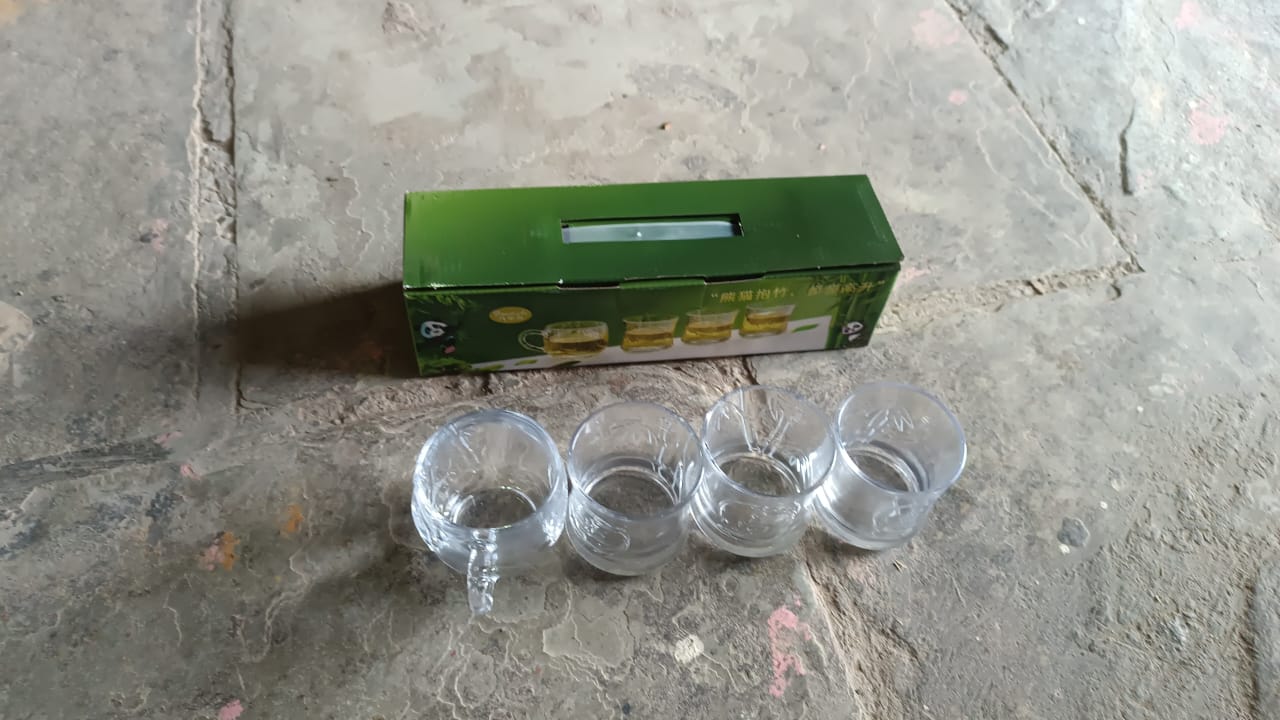 Glass 3 Pc Tumbler 1 Pc Cup Set (4 Pcs Set)