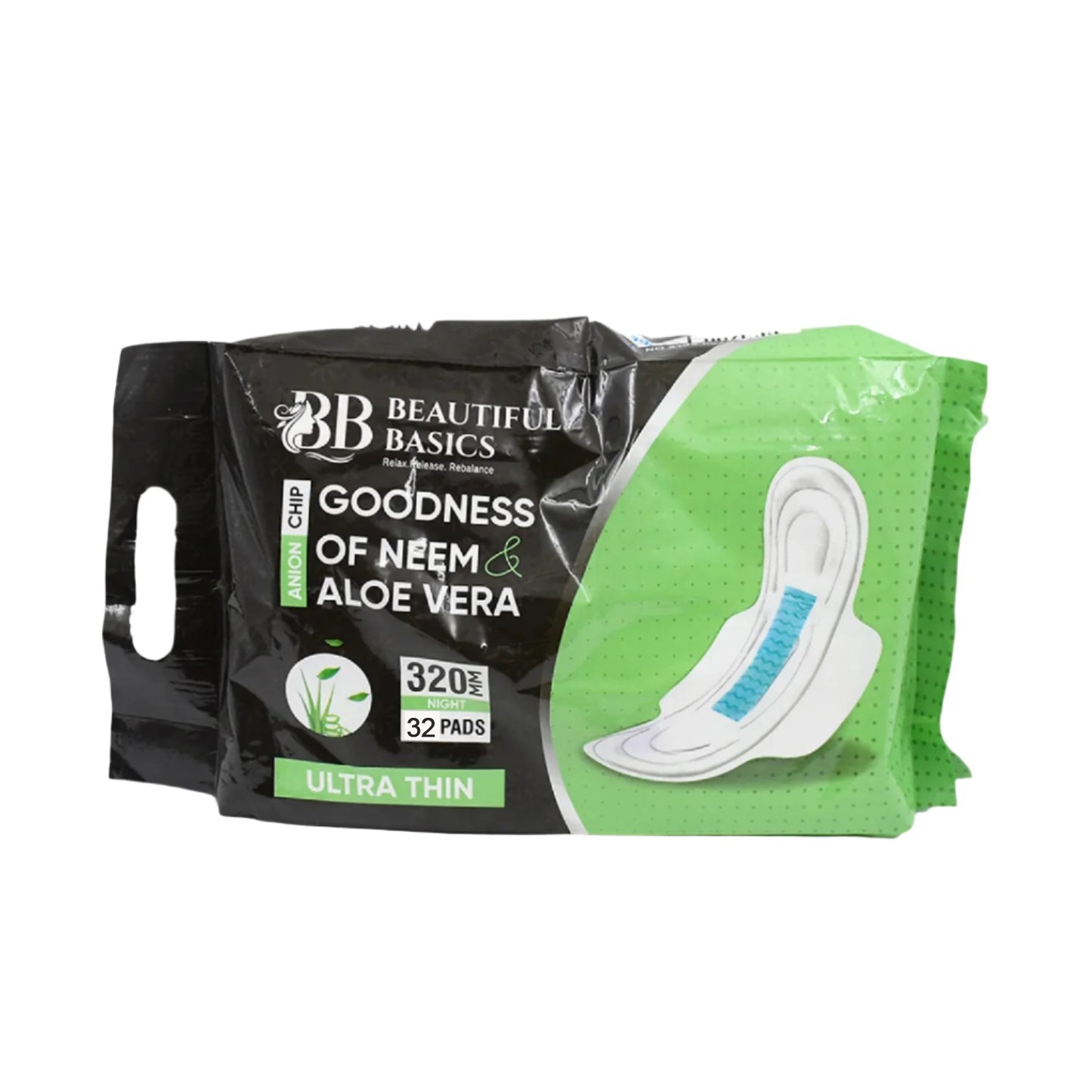 0982 Sanitary Pads For Women With Goodness Of Neem Aloe Vera Ultra Thin Leakage Protection Ph Balance With Antibacterial Anion Chip 5x More Absorbance (320 Mm 32 Pads)