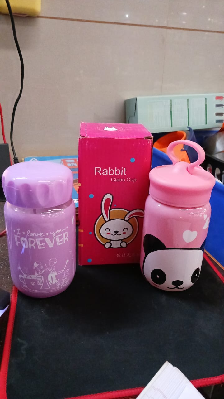 Outdoor Sport Glass Water Bottle (340 Ml 1 Pc Mix Design)