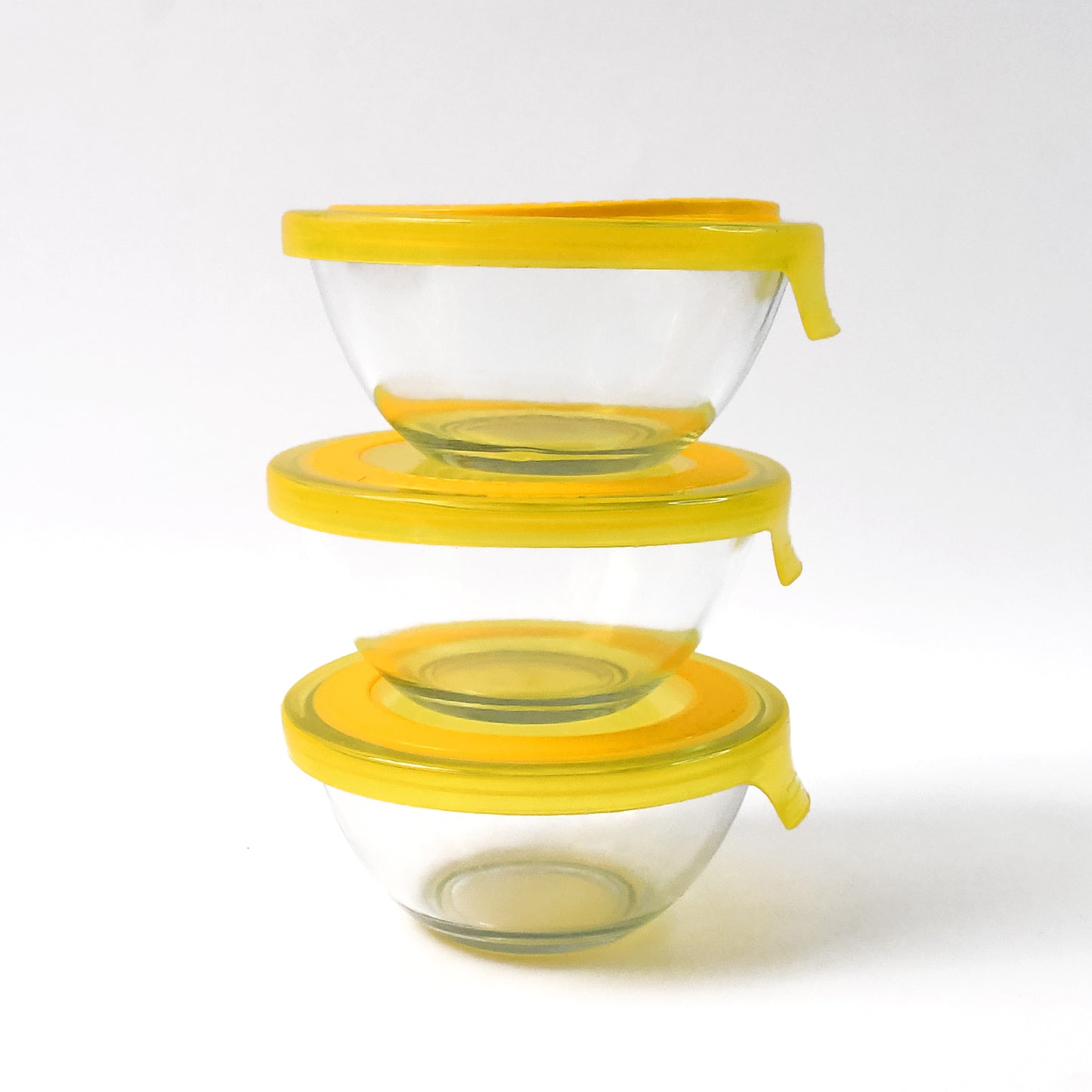 Dazzle Glass Bowl Set Mixing Storage Bowls With Lids (3 Pcs Set)
