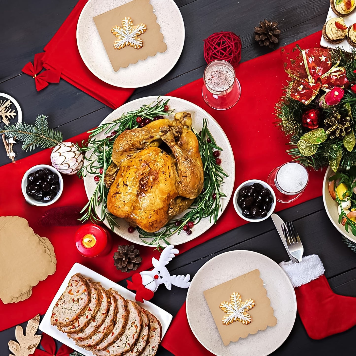 Disposable Scalloped Edge Tissue Napkins Set (120 Pc)