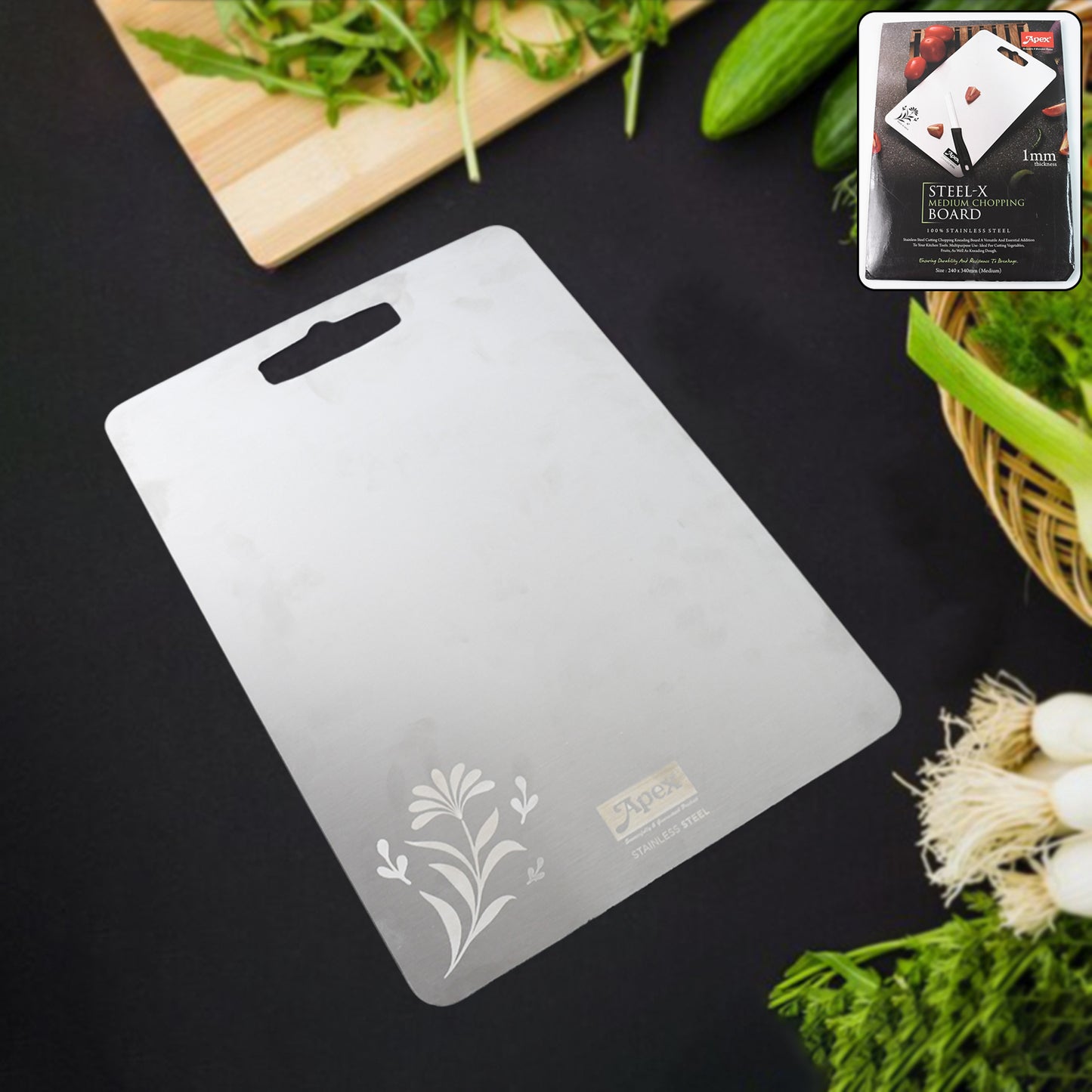 Apex Steel-x Stainless Steel Medium Chopping Board