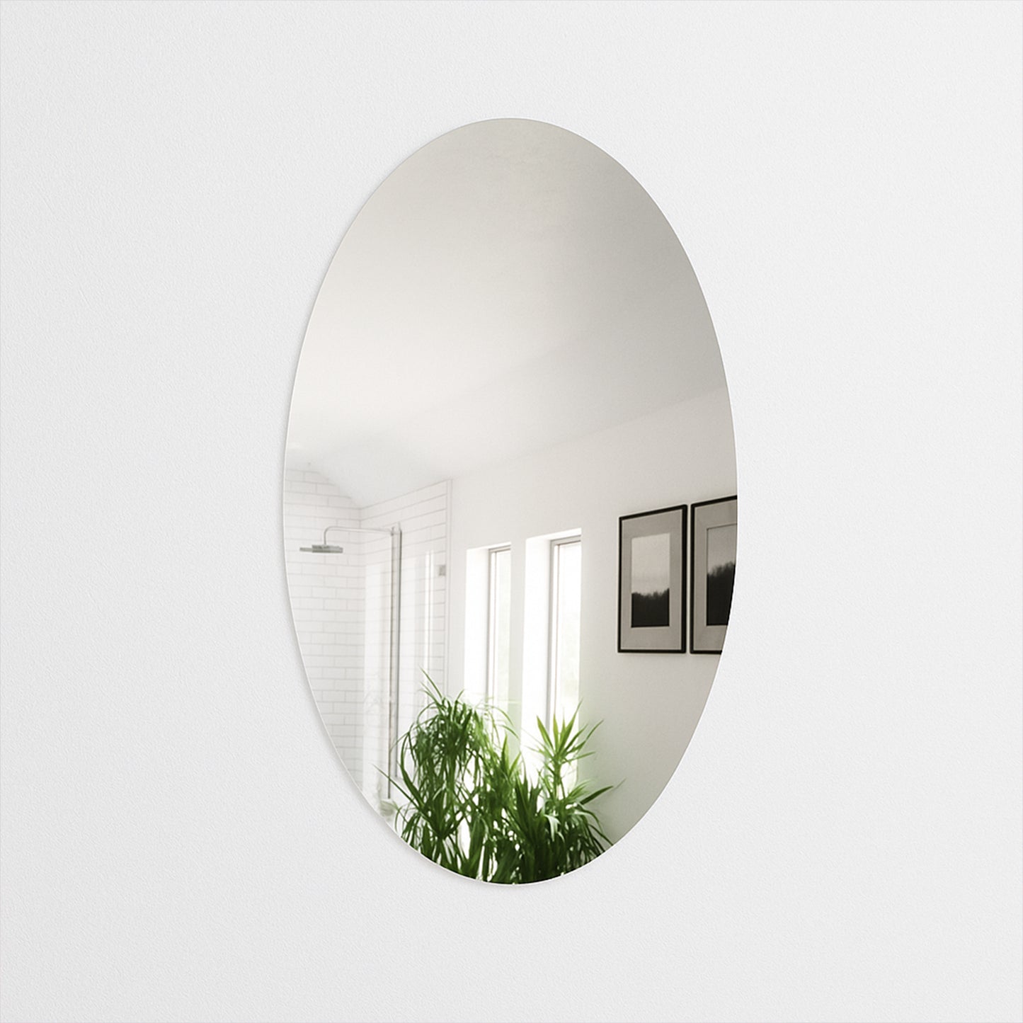Elegant Oval Frameless Wall Mirror For Home Office Decor (6 Pc)