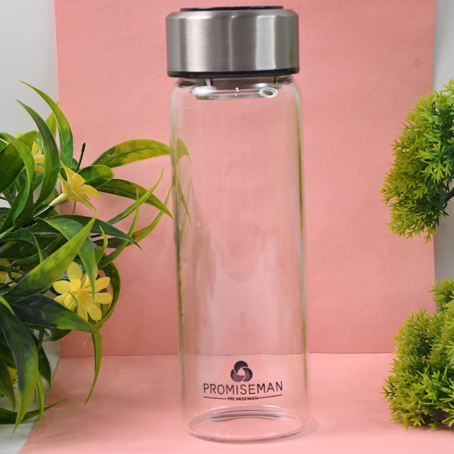 Outdoor Sport Glass Water Bottle With Steel Lid 500 Ml Approx)