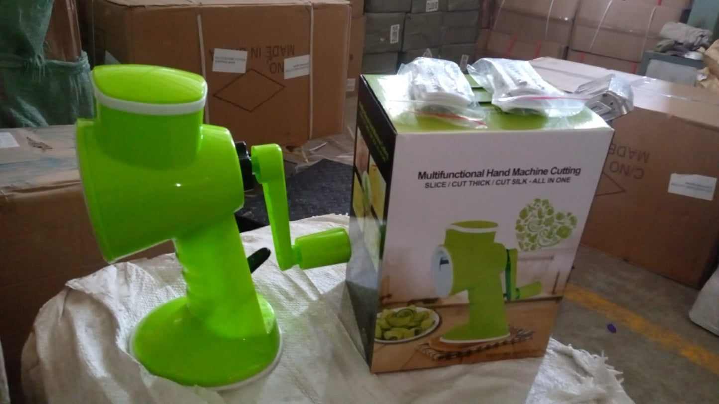 8247 6 In 1 Multi Functional Vegetable Cutter Slicer Hand Machine Cutting Slice Cut Thick Cut Silk All In One Vegetable Chopper Cutter Slicing Cutter Barrel - Vegetable Grater With 6 Removable Blades