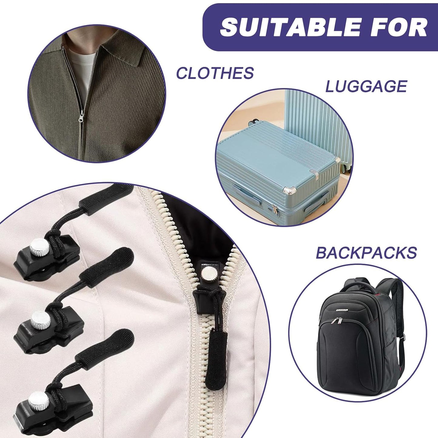 Portable Universal Detachable Zipper Slider (10 Pc Medium)