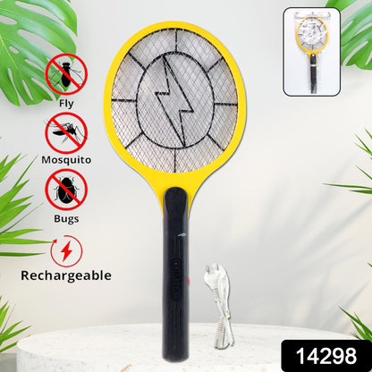 Yellow Rechargeable Electric Mosquito Killer Racket With Cable