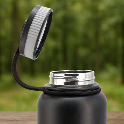 Black Stainless Steel Double Wall Vacuum-insulated Drink Water Bottle (1000 Ml)