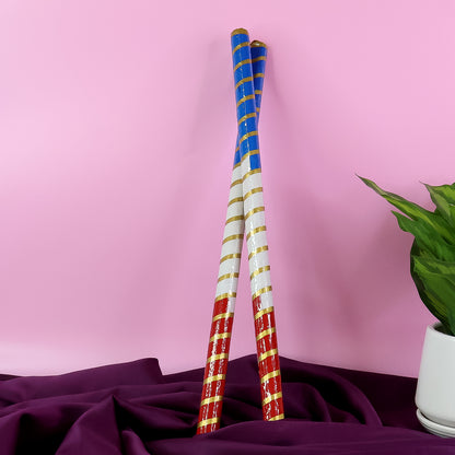 Traditional Decorative Dandiya Sticks Pair For Navratri Garba (2 Pc)