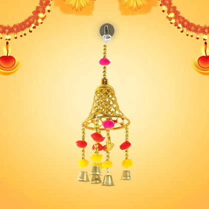 Decorative Hanging Bell With Colorful Tassels - (1 Pc)