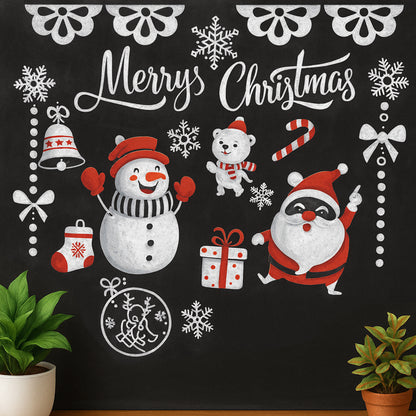 Christmas Theme Decorative Wall Sticker 90x60 Cm  (1 Pc)