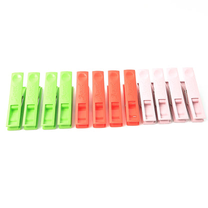 Durable Cloth Clips Set Of 12  Strong Grip Plastic Laundry Pegs With Stainless Steel Spring