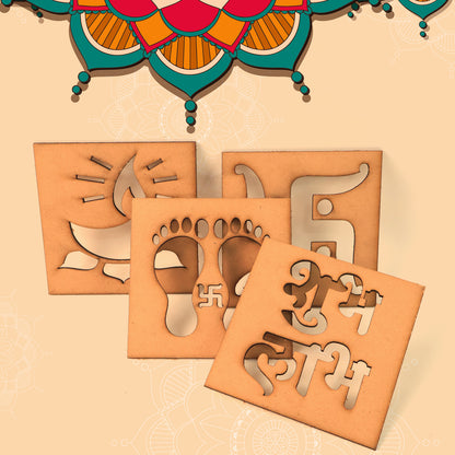 Wooden Decorative Cutouts (Mix Design  4 Pc)