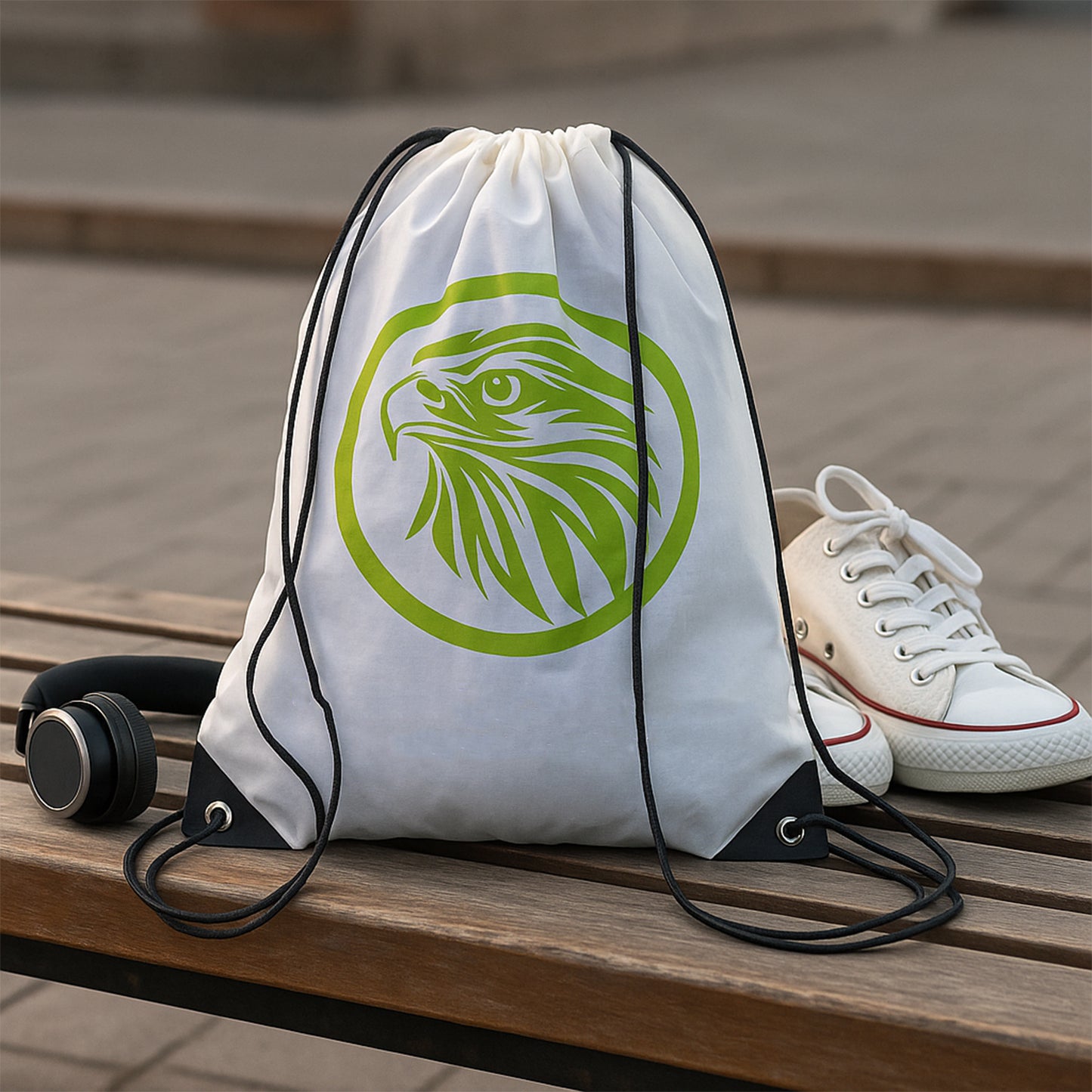 Multipurpose Drawstring Backpack With Printed Eagle Design (1 Pc)