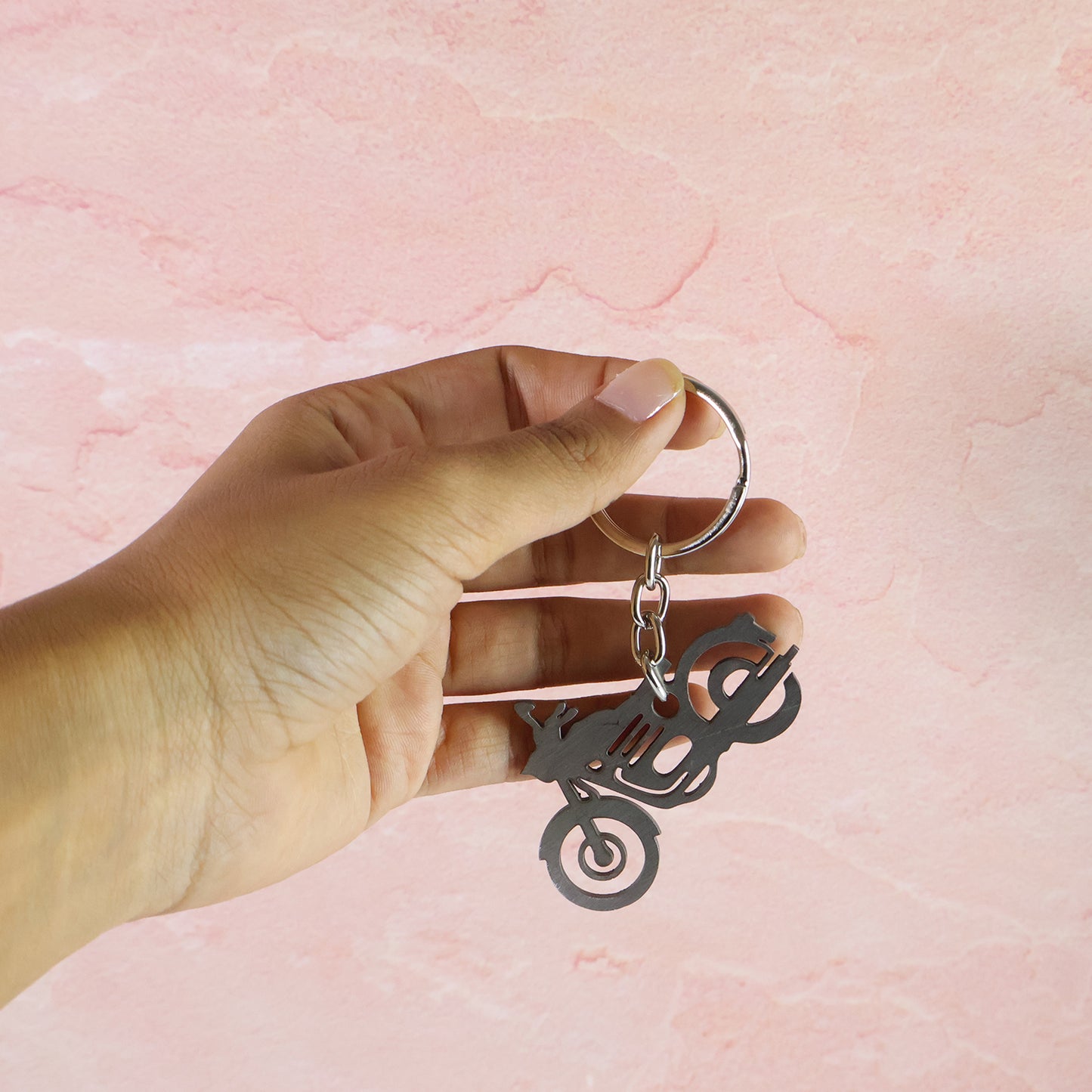 Motorcycle Silhouette Metal Keychain - (1 Pc)