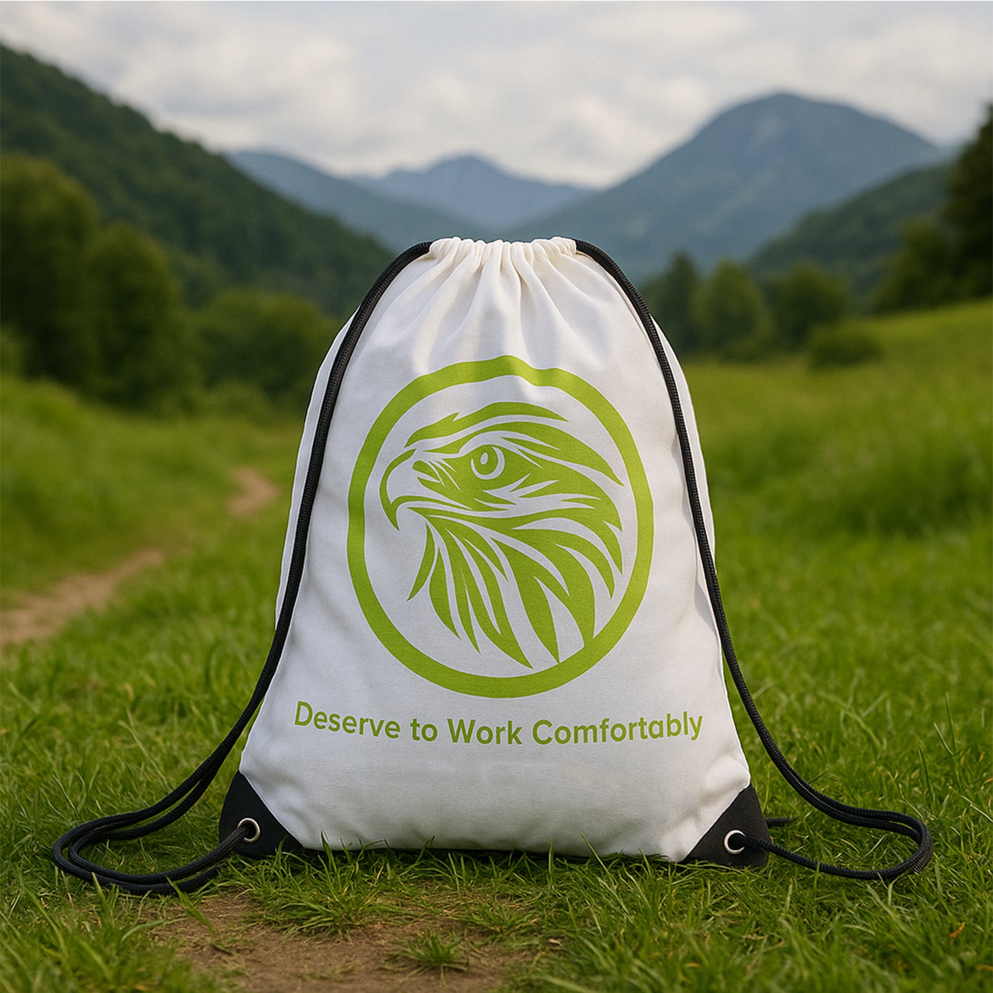 Multipurpose Drawstring Backpack With Printed Eagle Design (1 Pc)