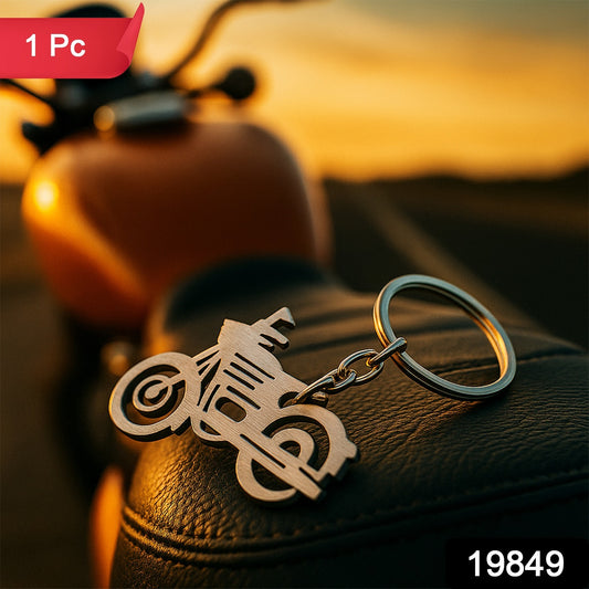 Motorcycle Silhouette Metal Keychain - (1 Pc)