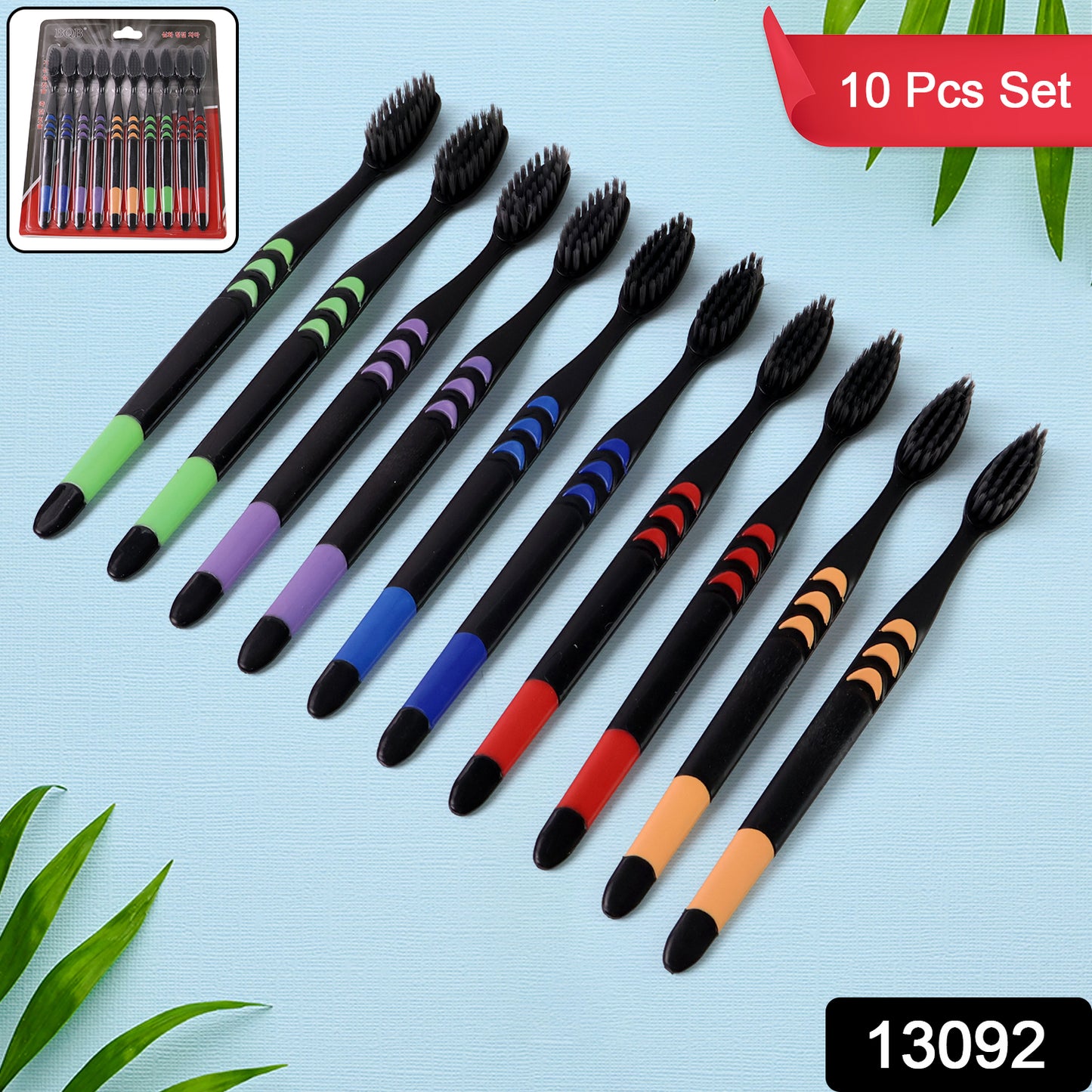 Soft Toothbrush With Plastic Round Box For Men And Women Kids Adultsplastic Toothbrush (10 Pcs Set)