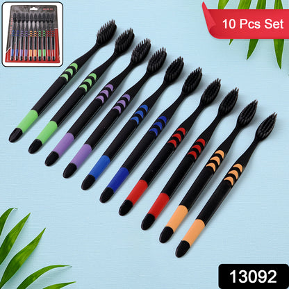 Soft Toothbrush With Plastic Round Box For Men And Women Kids Adultsplastic Toothbrush (10 Pcs Set)