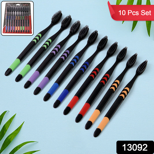 Soft Toothbrush With Plastic Round Box For Men And Women Kids Adultsplastic Toothbrush (10 Pcs Set)