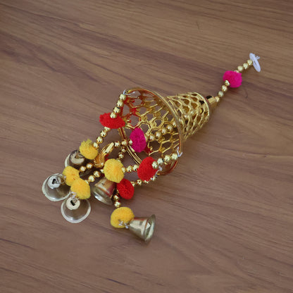 Decorative Hanging Bell With Colorful Tassels - (1 Pc)