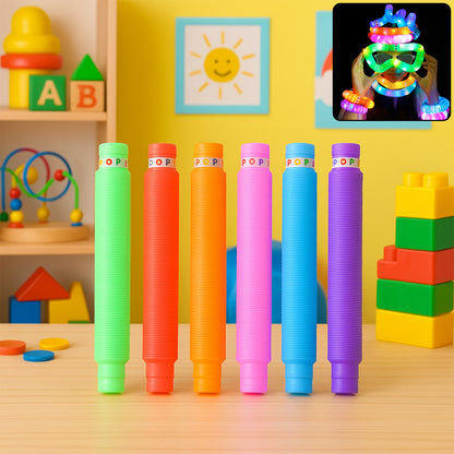 Led Glow Pop Tube Fidget Toy (Mix Color  1 Pc)