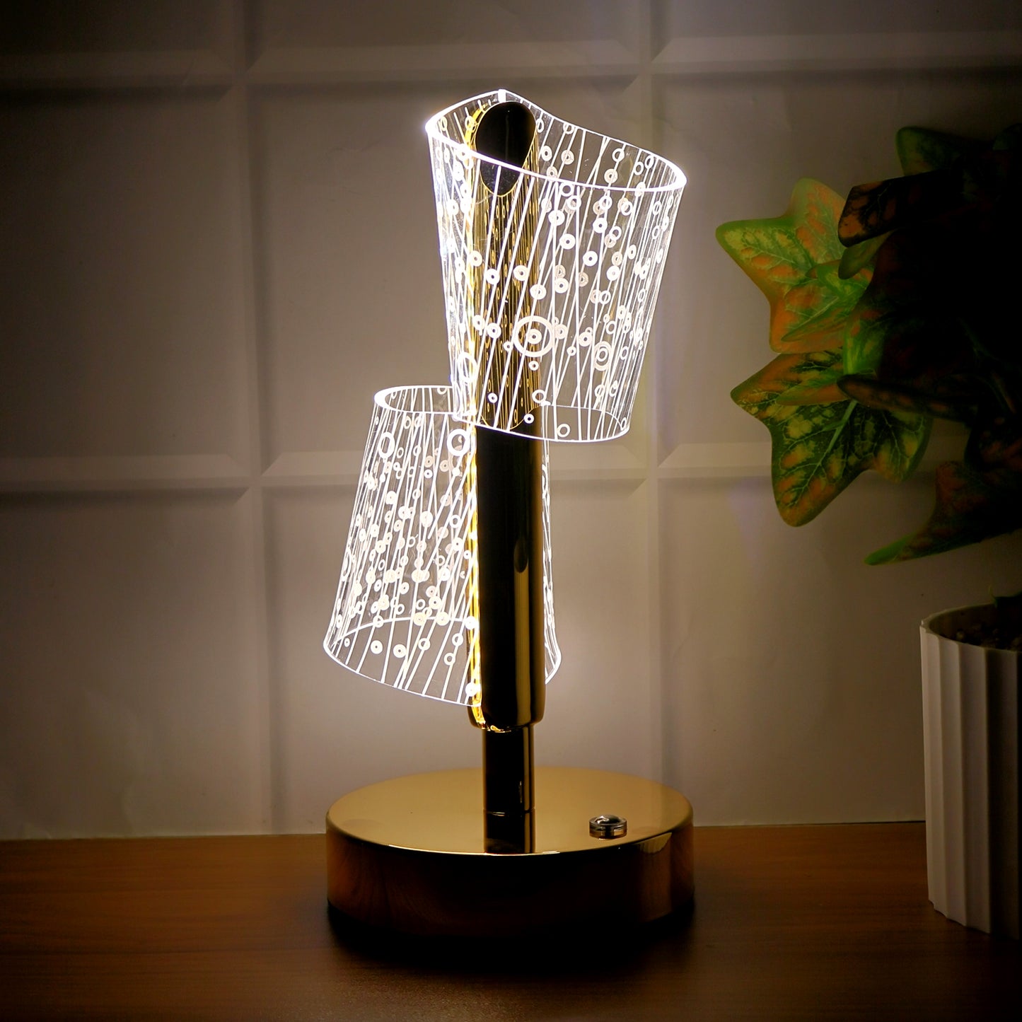 Luxury Crystal Led Double Shade Table Lamp (1 Pc)
