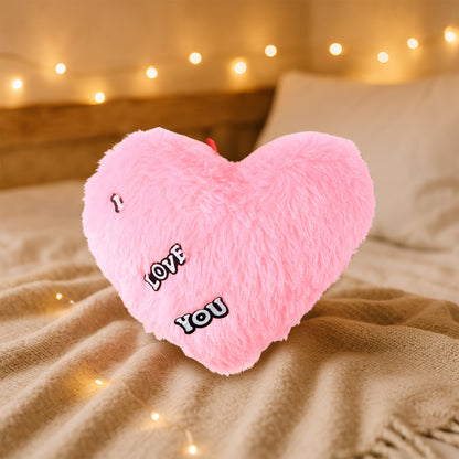 Soft Plush Heart Shape Cushion With I Love You (1 Pc)
