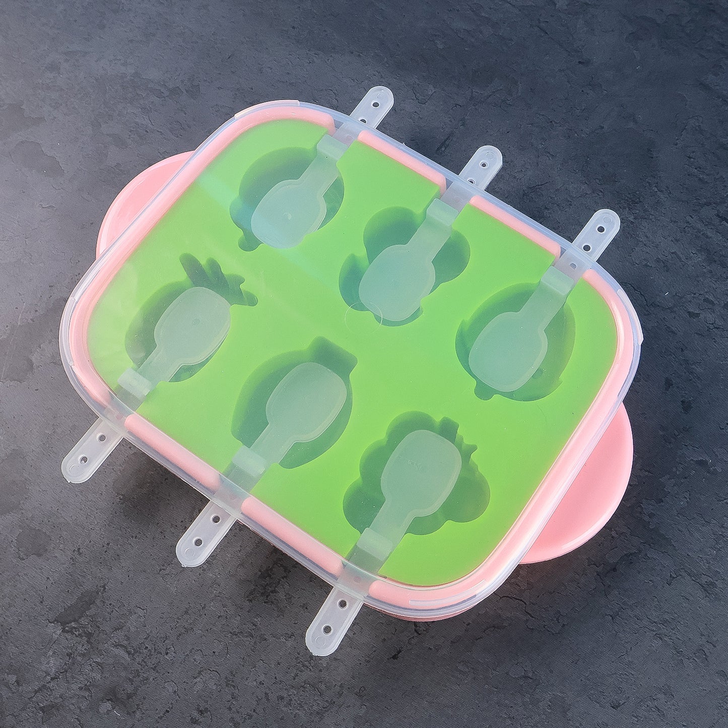 6-cavity Silicone Ice Cream And Popsicle Mold Tray (1 Set)