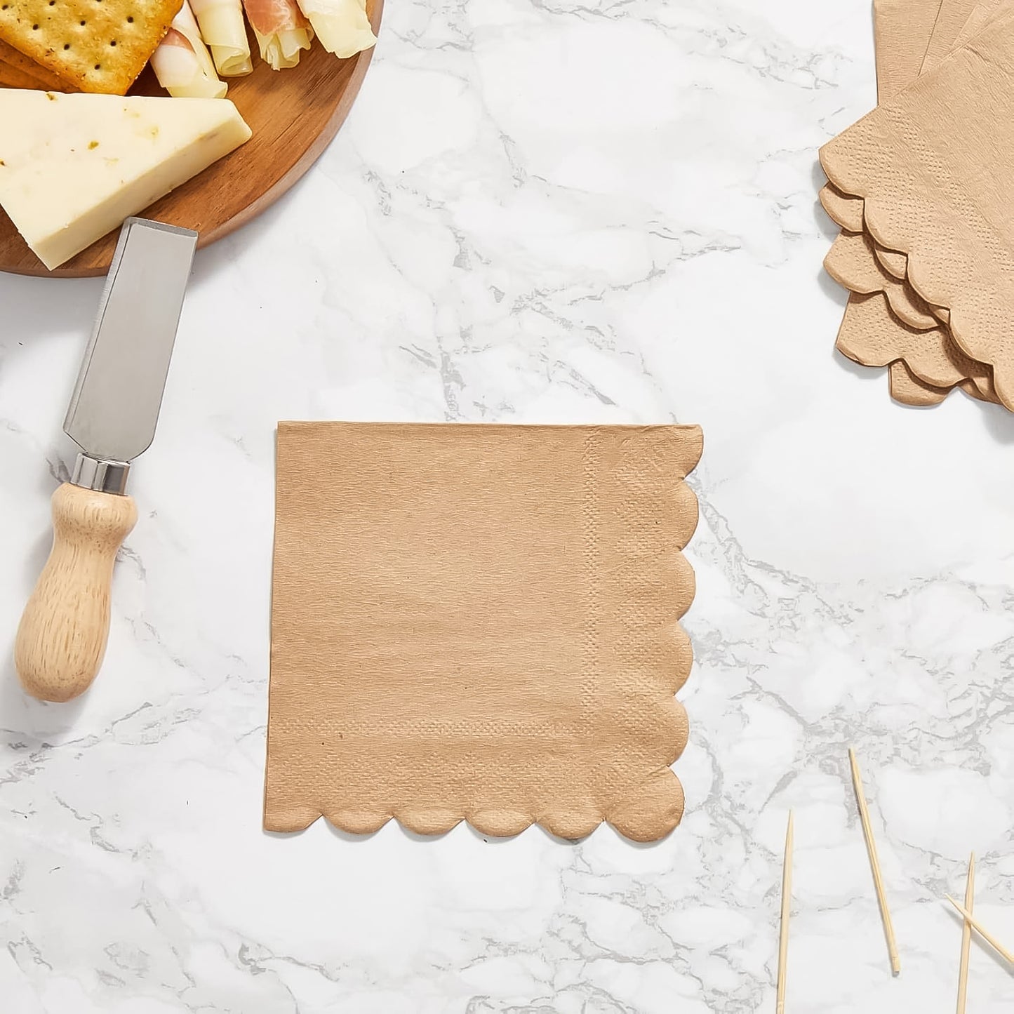 Disposable Scalloped Edge Tissue Napkins Set (120 Pc)