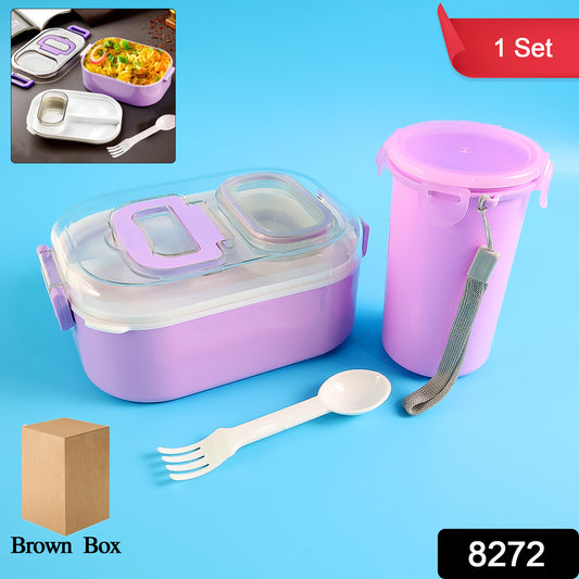 Multi-functional 1 Set Leakproof Lunch Box With Cutlery  Tumbler