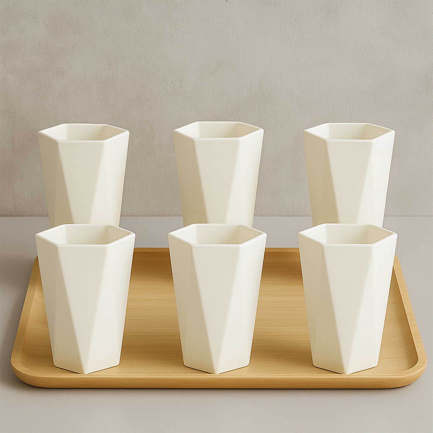 Hexagon Shape Plastic Drinking Glass Set (6 Pc)