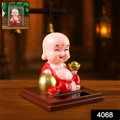 Solar Power Moving Head Buddha Statue Car Ornament (1 Pc  Mix Color)