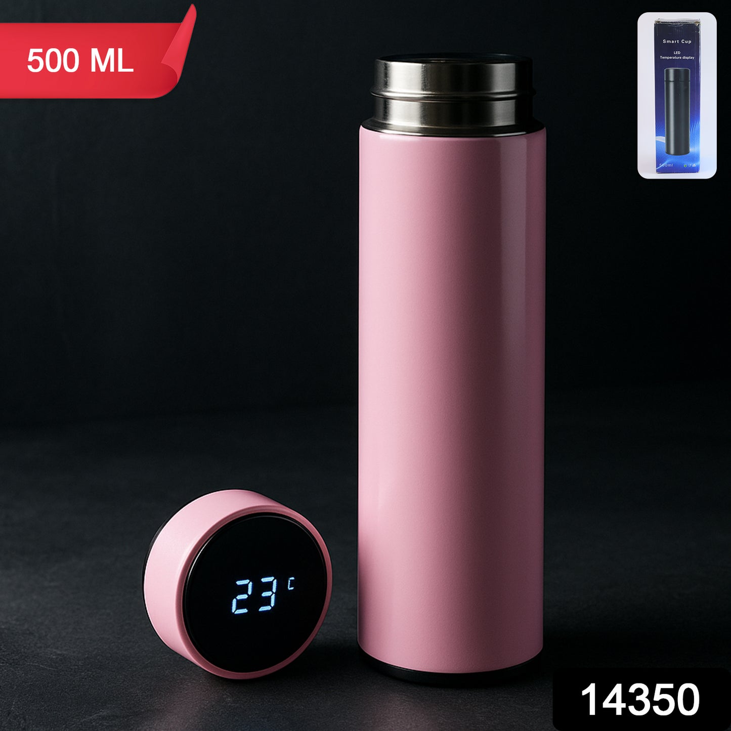 Pink Vacuum Insulated Water Bottle (1 Pc  500ml)