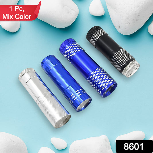 Portable Mini Torch Super-bright Mini 9 Led Bulb Pocket Torches - Torch Flashlight For Camping Hiking Diy Travelling Outdoors And More 3 Battery Operated (Battery Not Included  1 Pc  Mix Color)