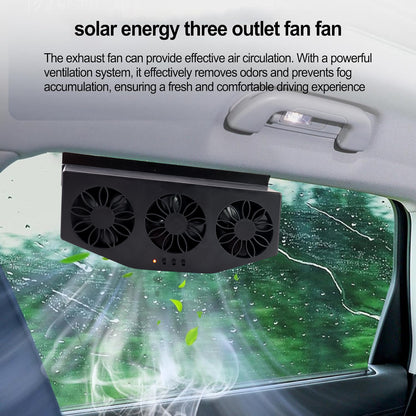 Triple Fan Solar Powered Car Exhaust Ventilation System With Usb Charging
