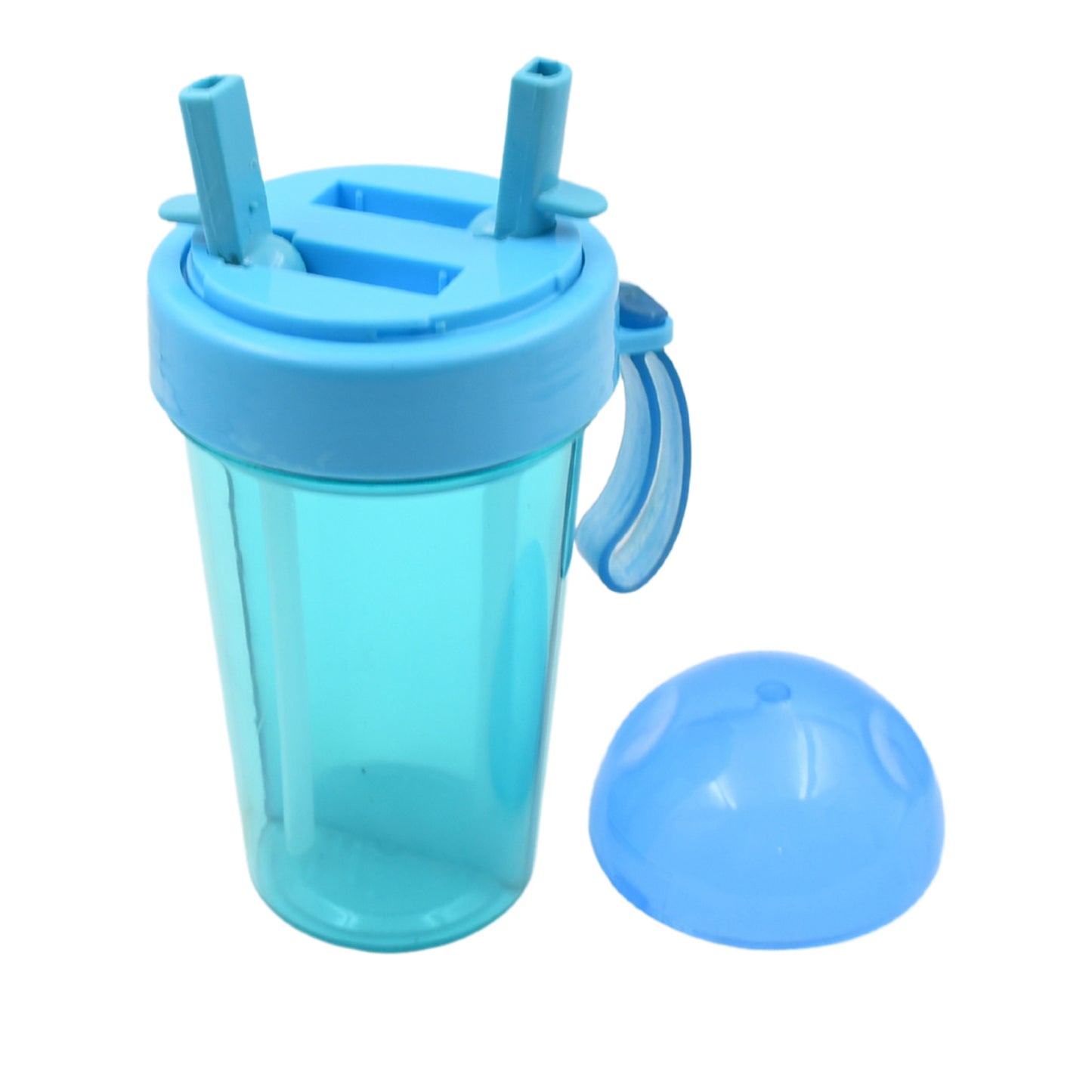 7125 2 Drinks In 1 Cup Water Bottle Stable Sturdy Dual Use Bottle 2 Straws For Shopping Travel For Outdoor Activities (1 Pc)
