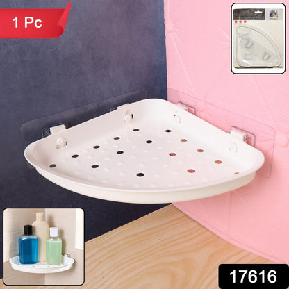 Self-adhesive Corner Bathroom Shelf With Fast-drain Holes (1 Pc)