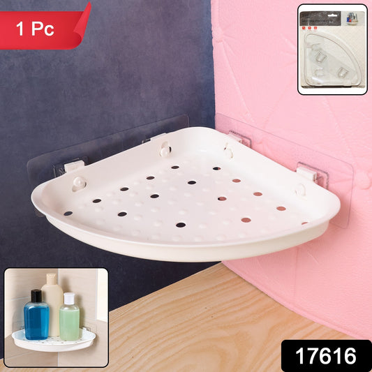 Self-adhesive Corner Bathroom Shelf With Fast-drain Holes (1 Pc)