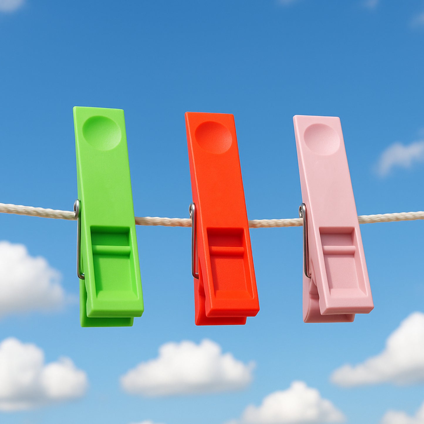 Durable Cloth Clips Set Of 12  Strong Grip Plastic Laundry Pegs With Stainless Steel Spring