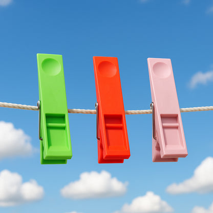 Durable Cloth Clips Set Of 12  Strong Grip Plastic Laundry Pegs With Stainless Steel Spring