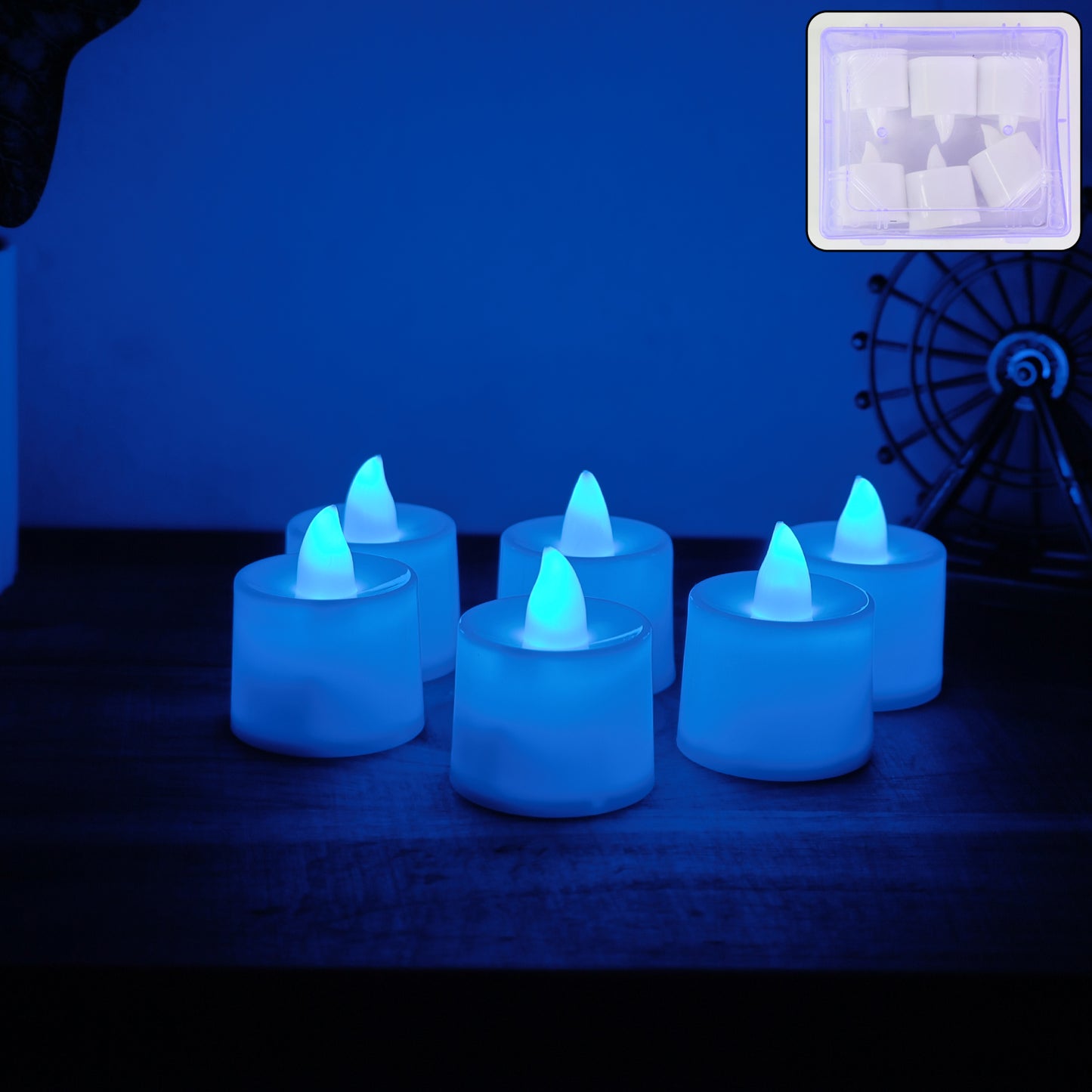 Blue Led Tea Light Candles (6 Pc)