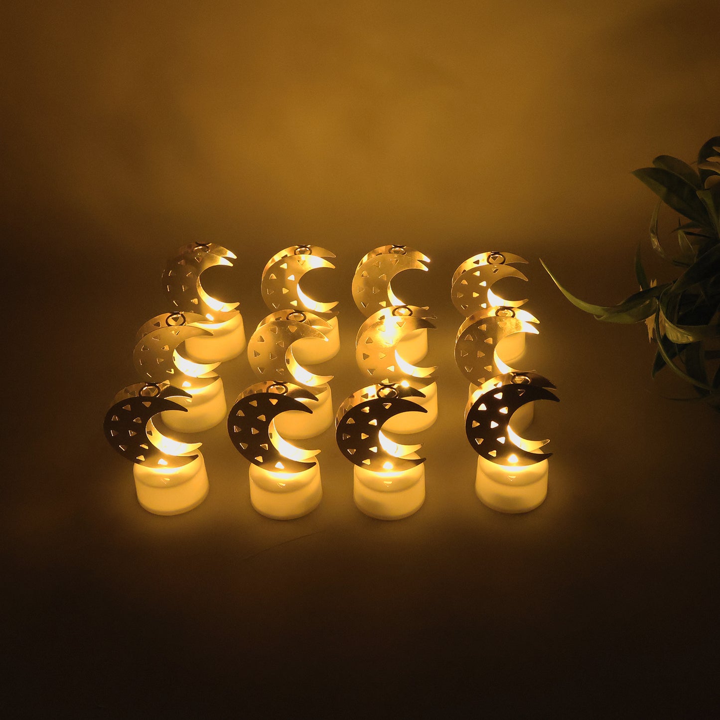 Decorative Moon Shaped Flameless Led Candles (12 Pc)