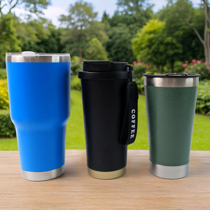 Premium Assorted Metal And Plastic Travel Mug Tumbler Cup (1 Pc  Mixed Design)