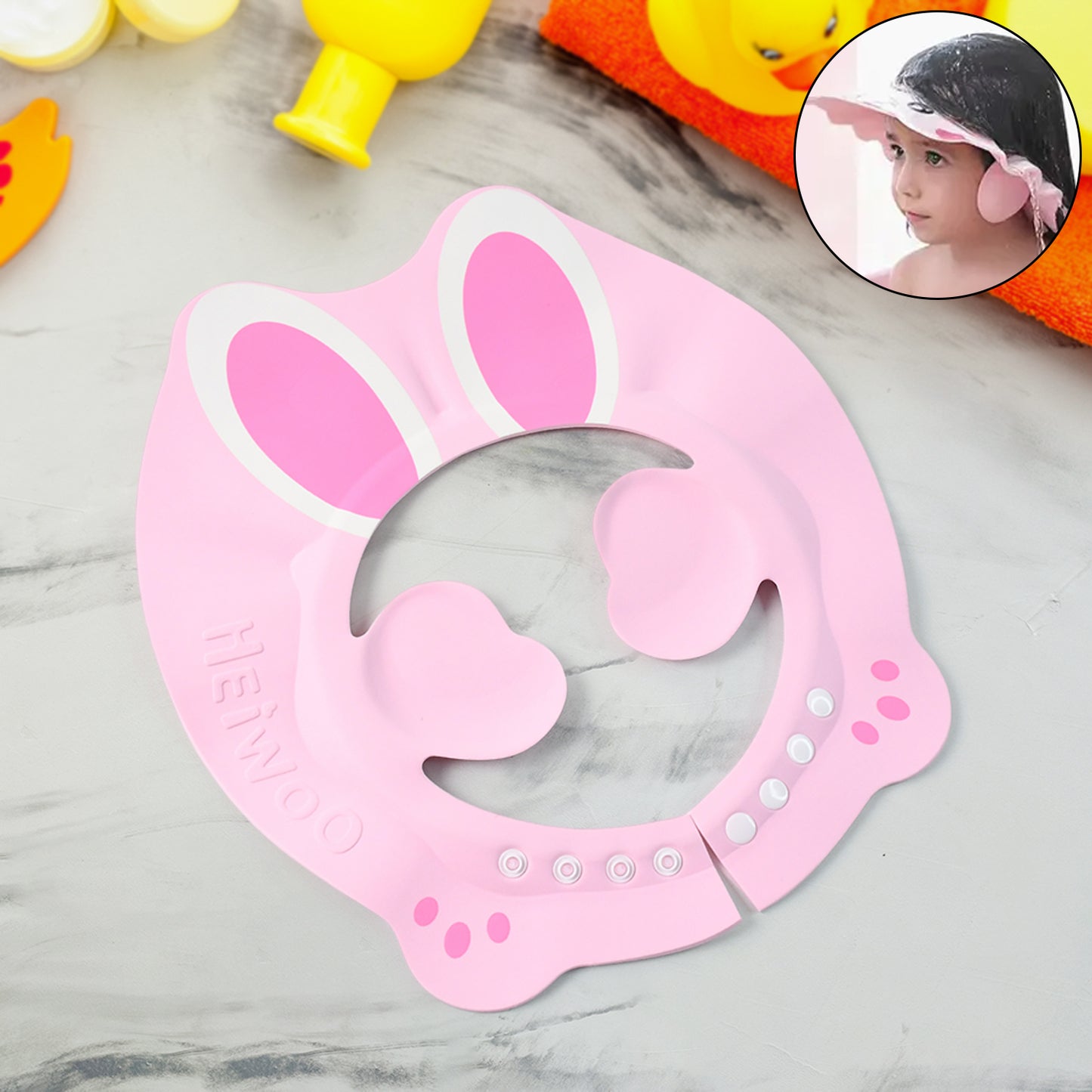 Adjustable Bunny Ear Baby Shower Cap (1 Pc)